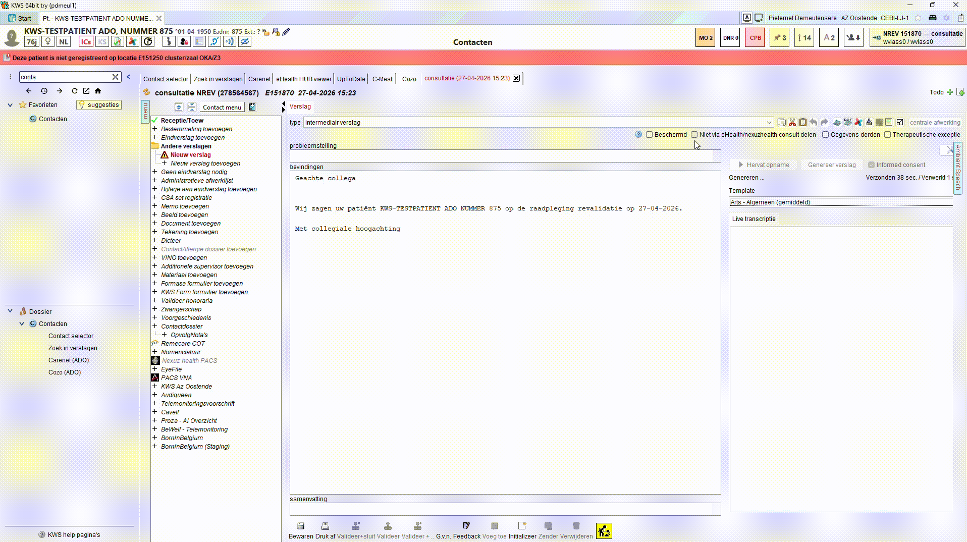 Transcription screenshot
